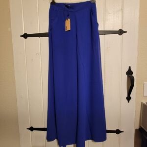 Uniq Pants Royal Blue Wide-Leg Shorts Lined Pull On Flowy Summer Size Small